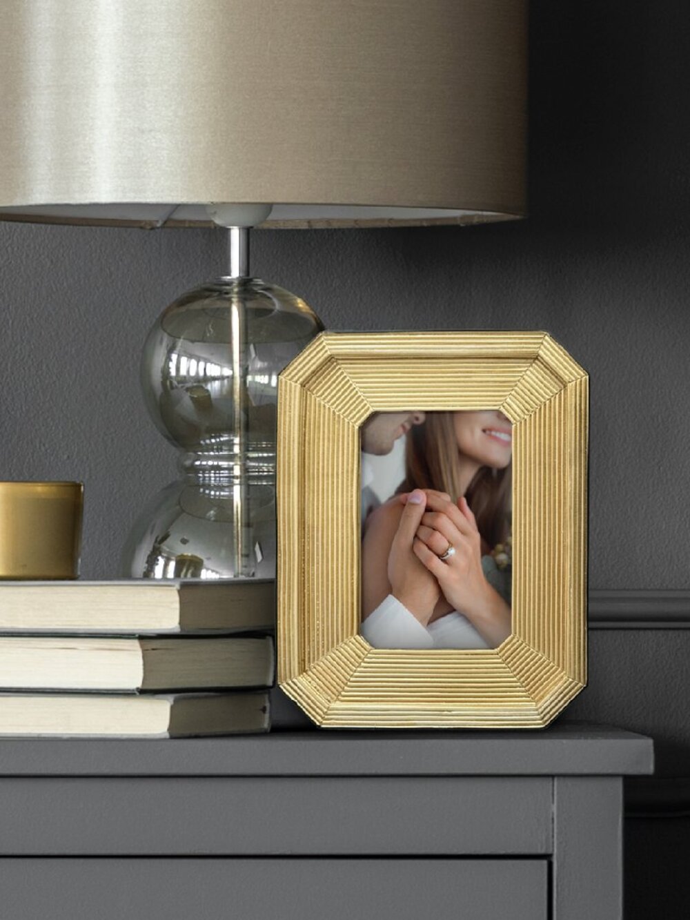 4x6 Gold Octagon Picture Frame with Beveled Corners